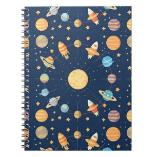 Cuaderno Patrón colorido con tema espacial y planetas