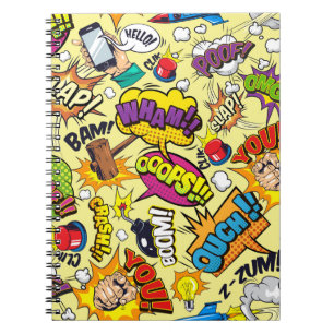 Cuaderno Patrón colorido de elementos cómicos