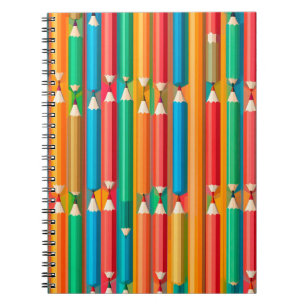 Cuaderno Patrón Colorido de Lápices Dispuestos con Brillo