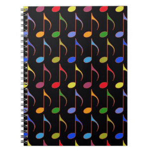 Cuaderno patrón colorido de notas musicales