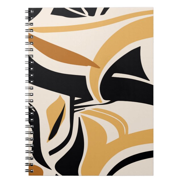 Cuaderno Patrón colorido de ondas abstractas en beige. Vint (Frente)