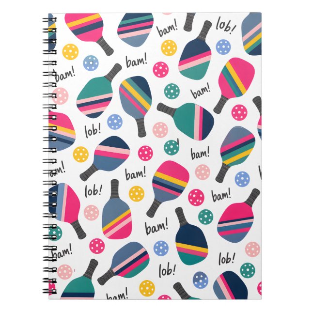 Cuaderno Patrón Colorido de Pickleball (Frente)