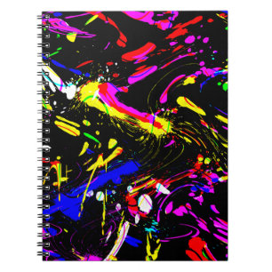 Cuaderno Patrón Colorido de Salpicaduras de Pintura Sobre N
