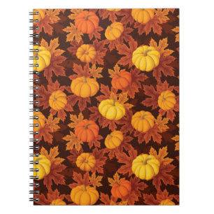 Cuaderno Patrón con calabazas y arce otoñal