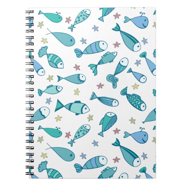Cuaderno Patrón Con Peces Y Peces Primeros (Frente)