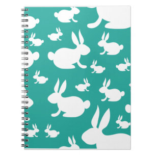 Cuaderno Patrón conejito verde azulado