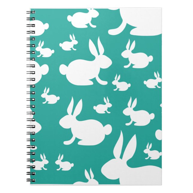 Cuaderno Patrón conejito verde azulado (Frente)