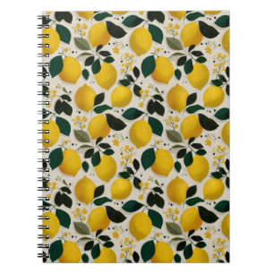 Cuaderno Patrón continuo botánico de limón vintage