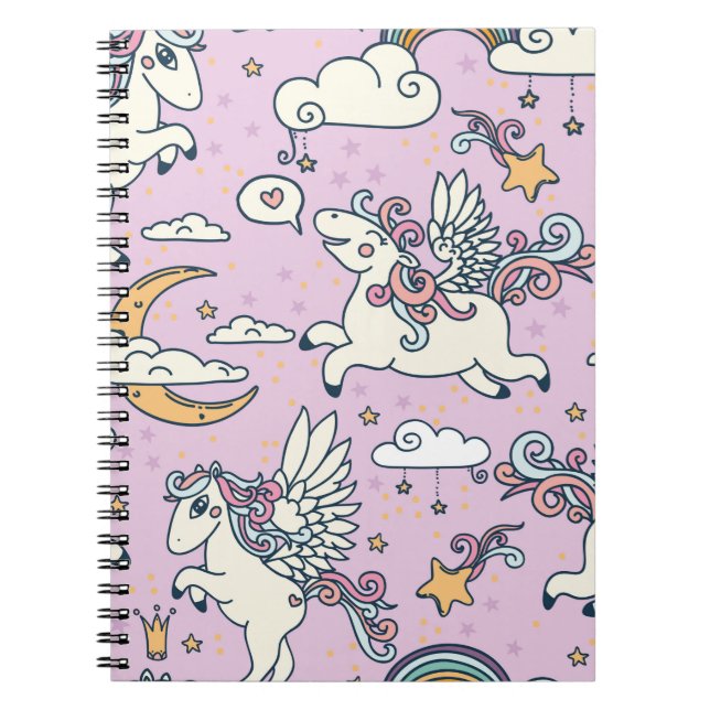 Cuaderno Patrón continuo, buenas noches, pegaso de dibujos  (Frente)