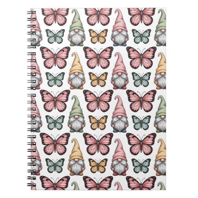 Cuaderno Patrón continuo con gnomos y mariposas (Frente)