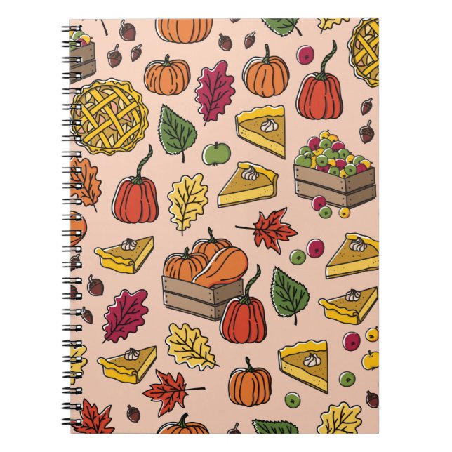 Cuaderno Patrón continuo con pastel de calabaza, pastel de  (Frente)