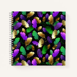 Cuaderno Patrón continuo con plumas de Mardi Gras