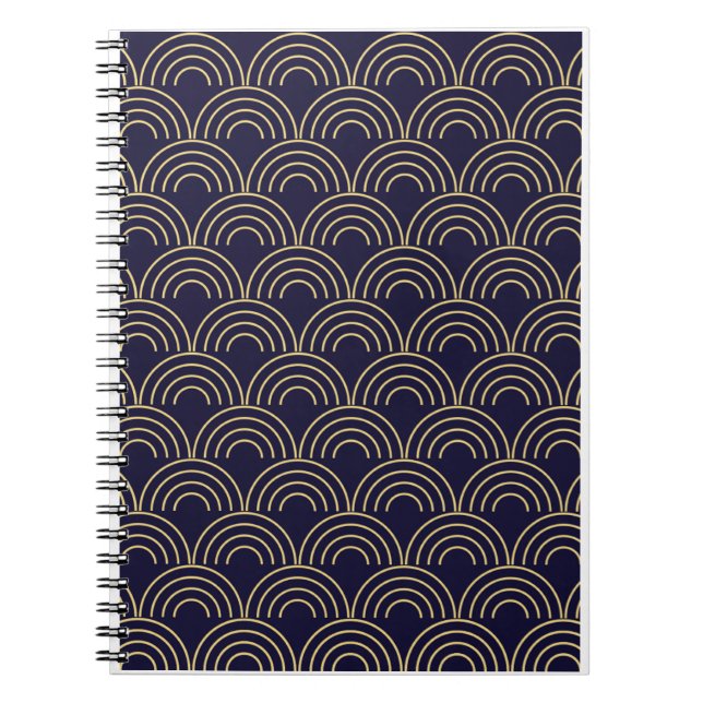 Cuaderno Patrón continuo de abanicos dorados Art Deco (Frente)