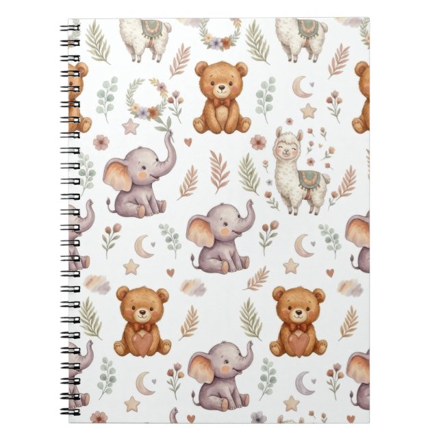 Cuaderno Patrón continuo de adorables animales del bosque e (Frente)