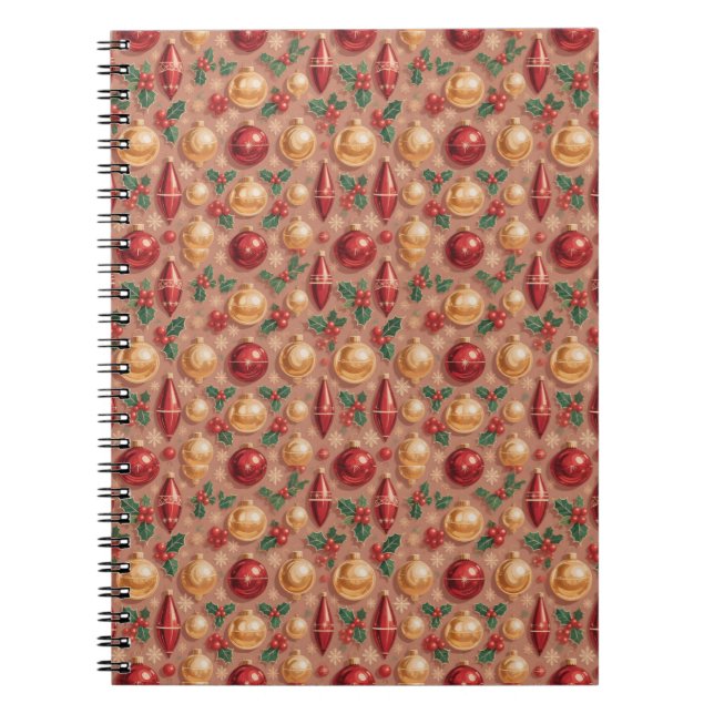 Cuaderno Patrón continuo de adornos navideños vintage (Frente)