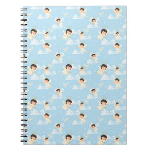 Cuaderno Patrón continuo de ángeles y palomas de dibujos an