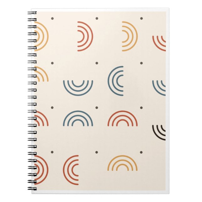 Cuaderno Patrón continuo de arcos arcoíris boho (Frente)