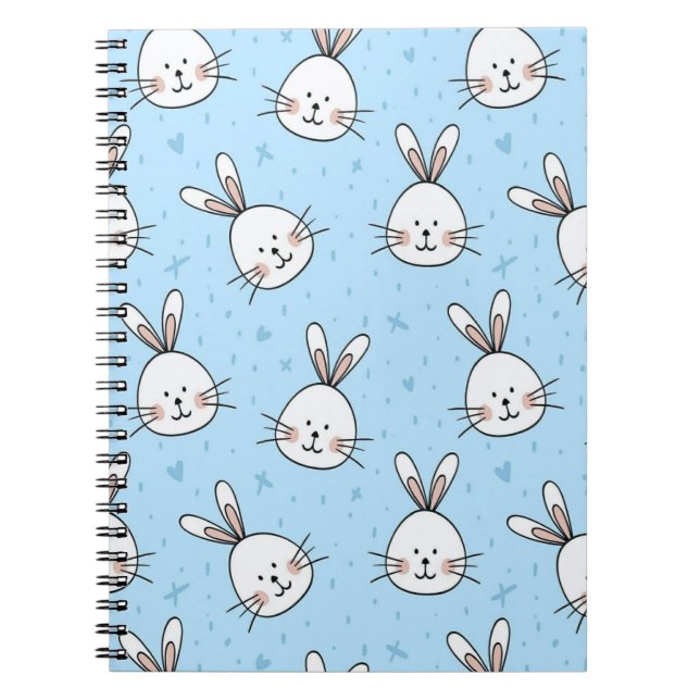 Cuaderno Patrón continuo de cara de conejito lindo (Frente)
