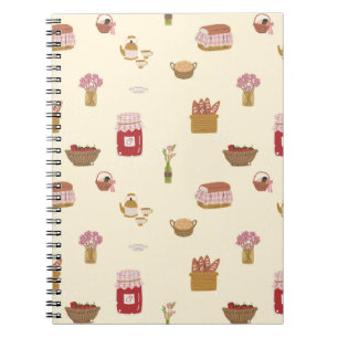 Cuaderno Patrón continuo de cocina Cottagecore acuarela