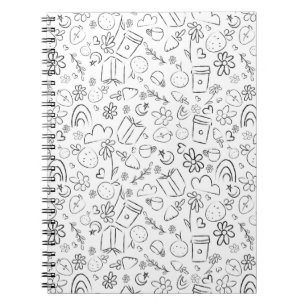 Cuaderno Patrón continuo de cosas lindas en garabatos en bl