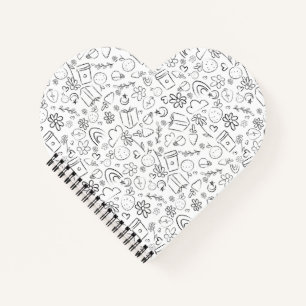 Cuaderno Patrón continuo de cosas lindas en garabatos en bl