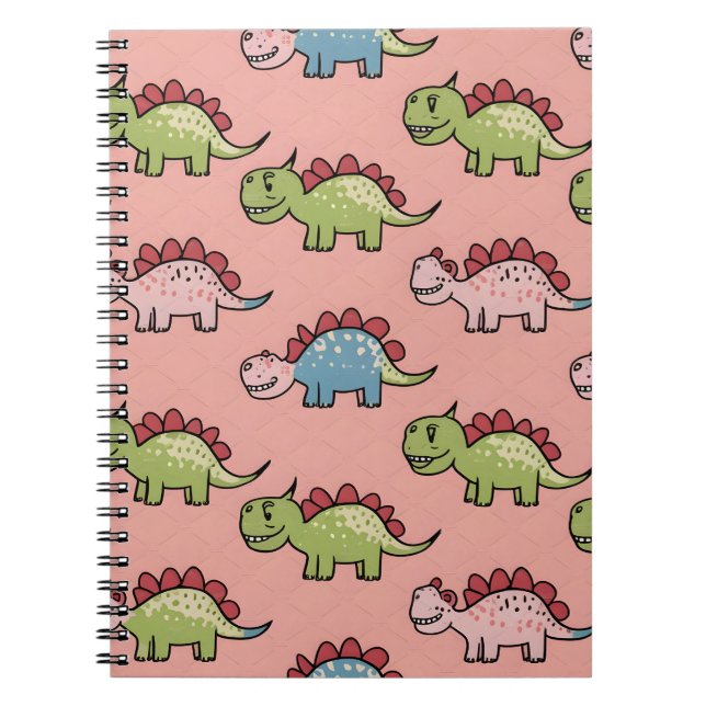 Cuaderno Patrón continuo de dinosaurio lindo (Frente)