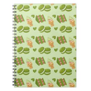 Cuaderno Patrón continuo de dulces de matcha dibujados a ma