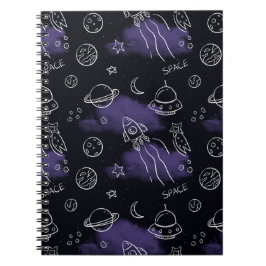 Cuaderno Patrón continuo de espacio exterior púrpura capric