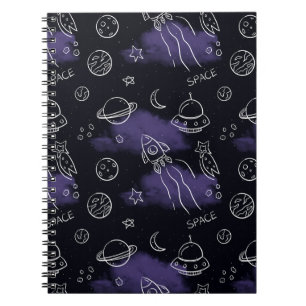 Cuaderno Patrón continuo de espacio exterior púrpura capric
