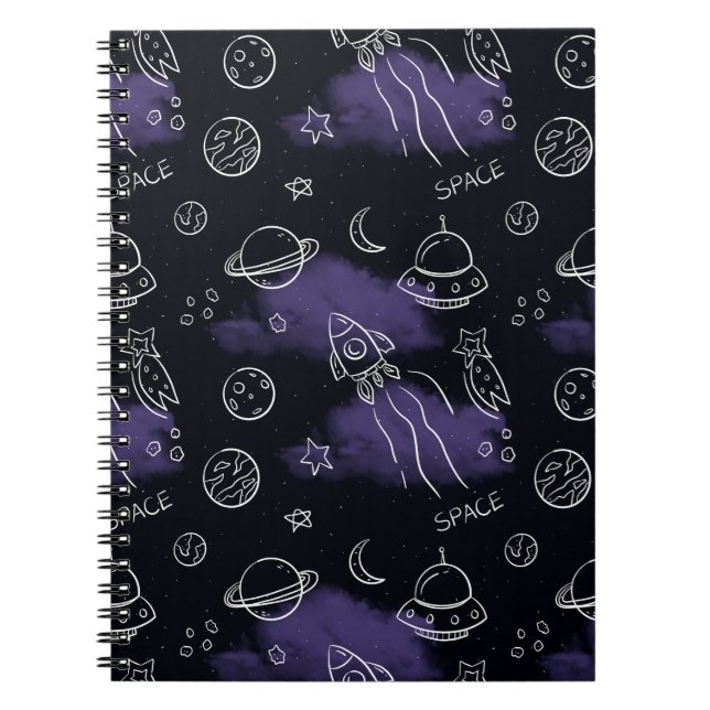 Cuaderno Patrón continuo de espacio exterior púrpura capric (Frente)