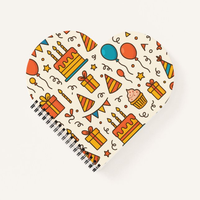 Cuaderno Patrón continuo de fiesta de cumpleaños vibrante (Anverso)
