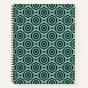 Cuaderno Patrón continuo de flor negra azul verdoso