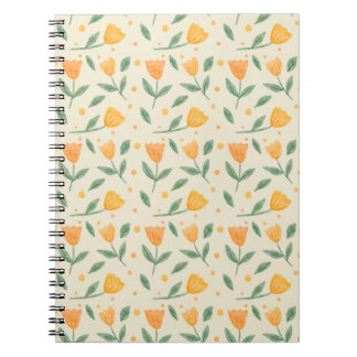 Cuaderno Patrón continuo de flor silvestre naranja de acuar