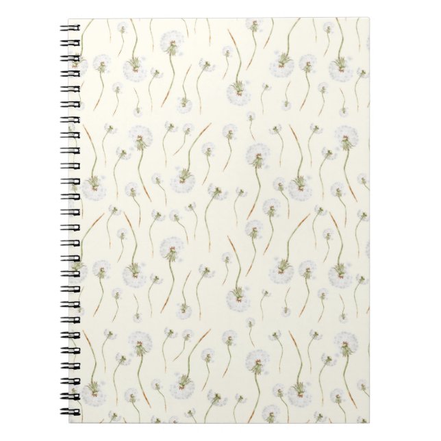 Cuaderno Patrón continuo de flores de diente de león en acu (Frente)