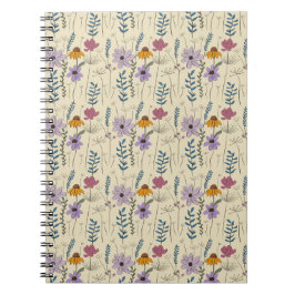 Cuaderno Patrón continuo de flores silvestres caprichoso