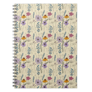 Cuaderno Patrón continuo de flores silvestres caprichoso