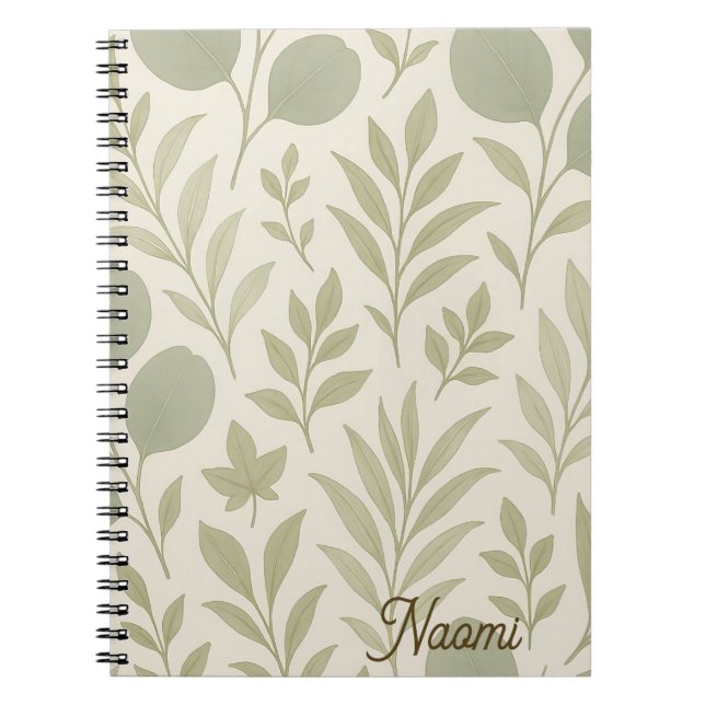 Cuaderno Patrón continuo de flujo botánico | Yoga de lujo  (Frente)