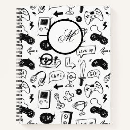 Cuaderno Patrón continuo de garabatos dibujados a mano de v