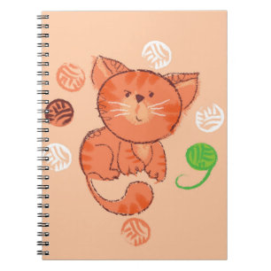 Cuaderno Patrón continuo de gato de juguete rojo infantil
