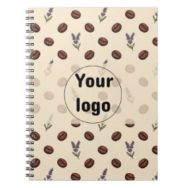 Cuaderno Patrón continuo de granos de café vintage y lavand