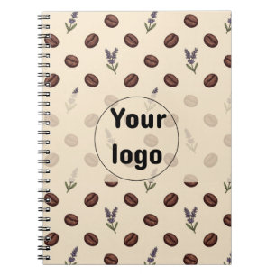 Cuaderno Patrón continuo de granos de café vintage y lavand