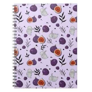 Cuaderno Patrón continuo de higos y hojas a la acuarela
