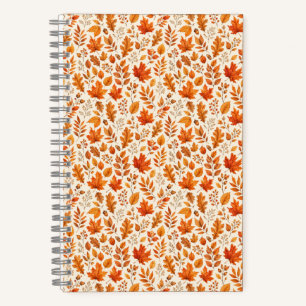 Cuaderno Patrón continuo de hojas cálidas de otoño