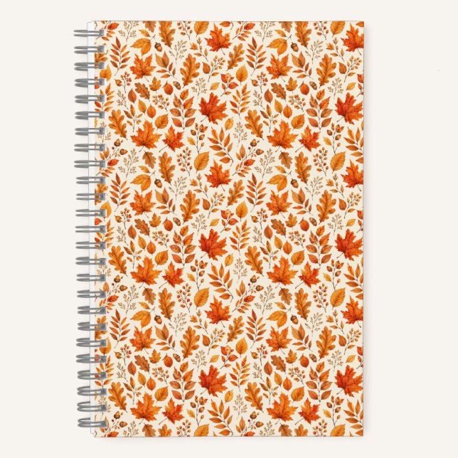 Cuaderno Patrón continuo de hojas cálidas de otoño (Anverso)