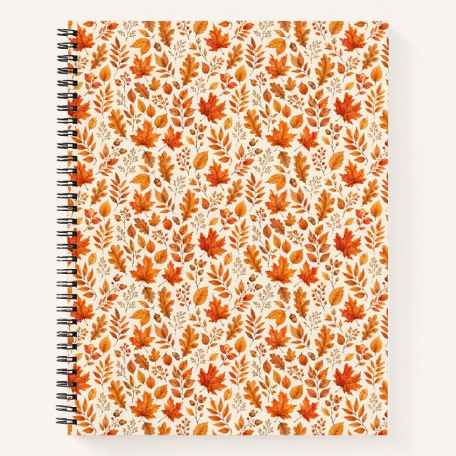 Cuaderno Patrón continuo de hojas cálidas de otoño (Anverso)