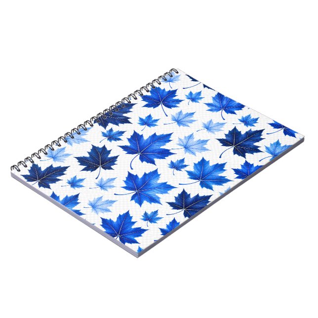 Cuaderno Patrón continuo de hojas de arce azules - Alta res (Lado Izquierdo)