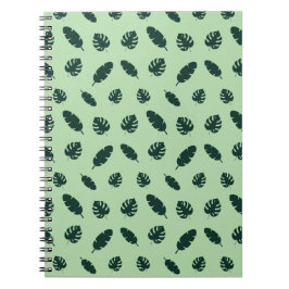 Cuaderno Patrón continuo de hojas de Monstera y palmeras tr
