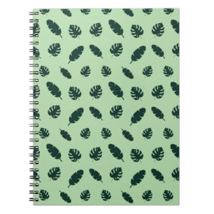 Cuaderno Patrón continuo de hojas de Monstera y palmeras tr