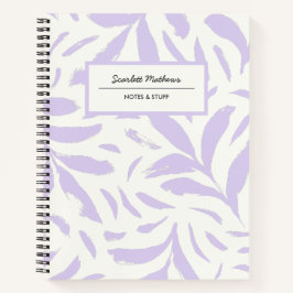 Cuaderno Patrón continuo de hojas dibujadas a mano en púrpu