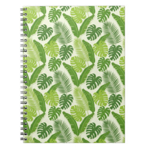 Cuaderno Patrón continuo de hojas tropicales y Monstera